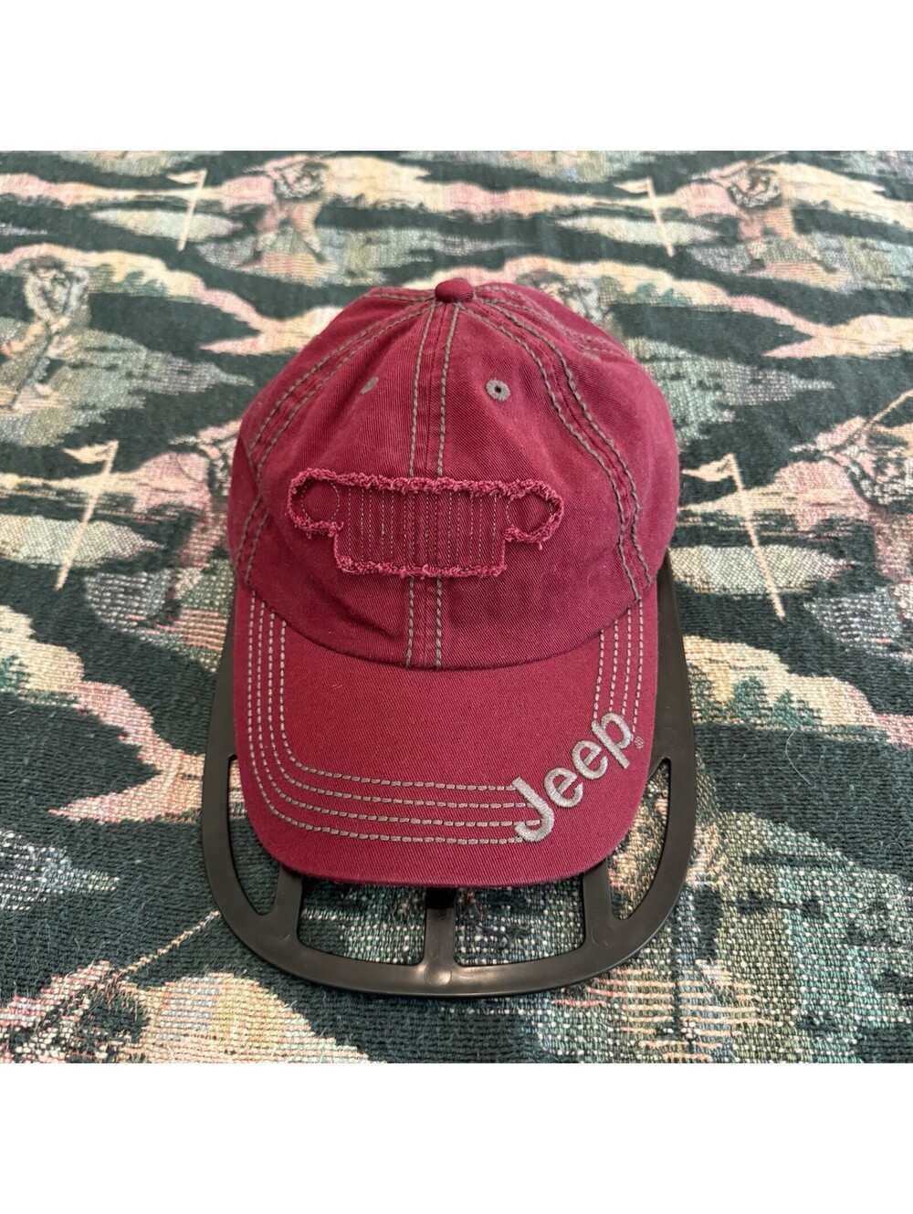 Vintage 00s Red Jeep Strapback Designer Men’s Hat Size OSFA